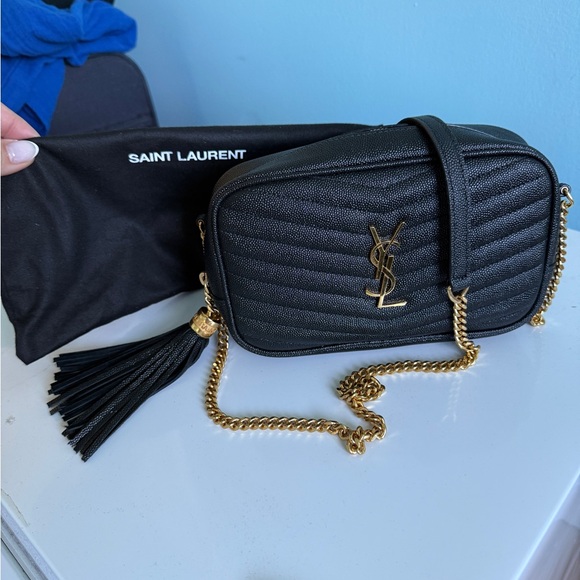 Saint Laurent Black Crossbody Bag with Gold Chain - Picture 1 of 6